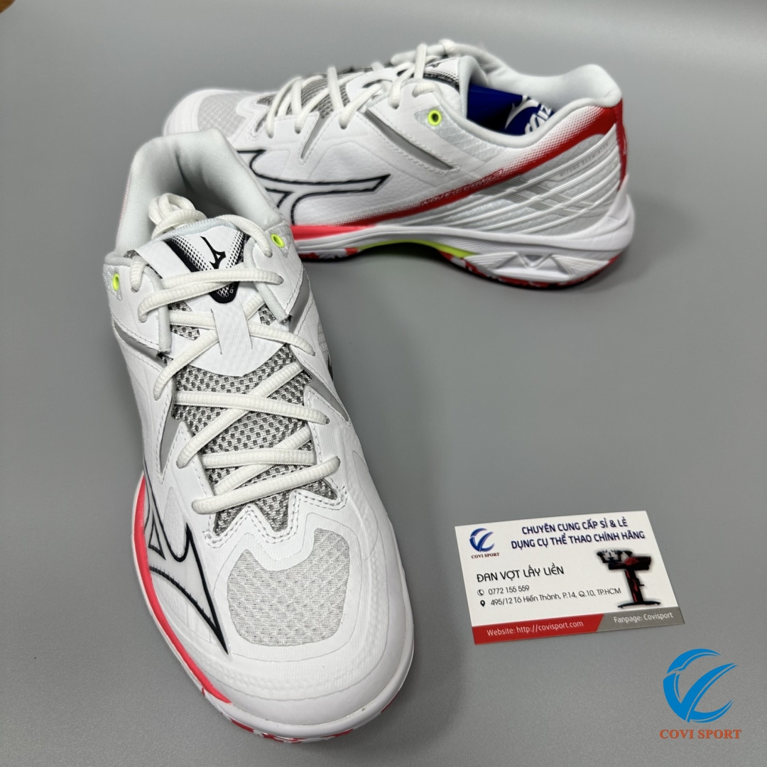 Giày Cầu Lông Mizuno Claw 3 Chính Hãng (Trắng đen đỏ - 71GA244305) New 2024