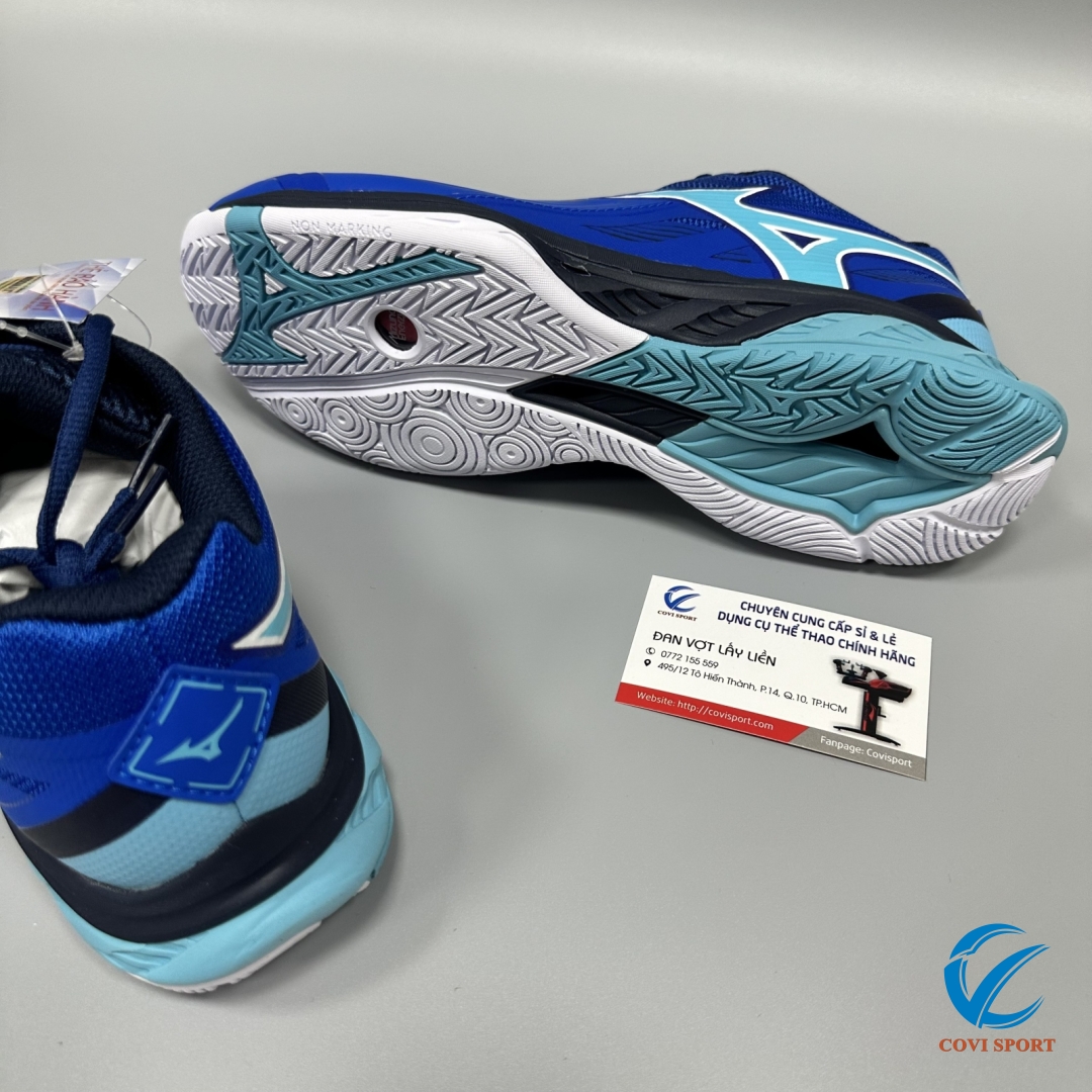 Giày Cầu Lông Mizuno Wave Fang 2 Chính Hãng (Xanh Trắng - 71GA231301) New 2024