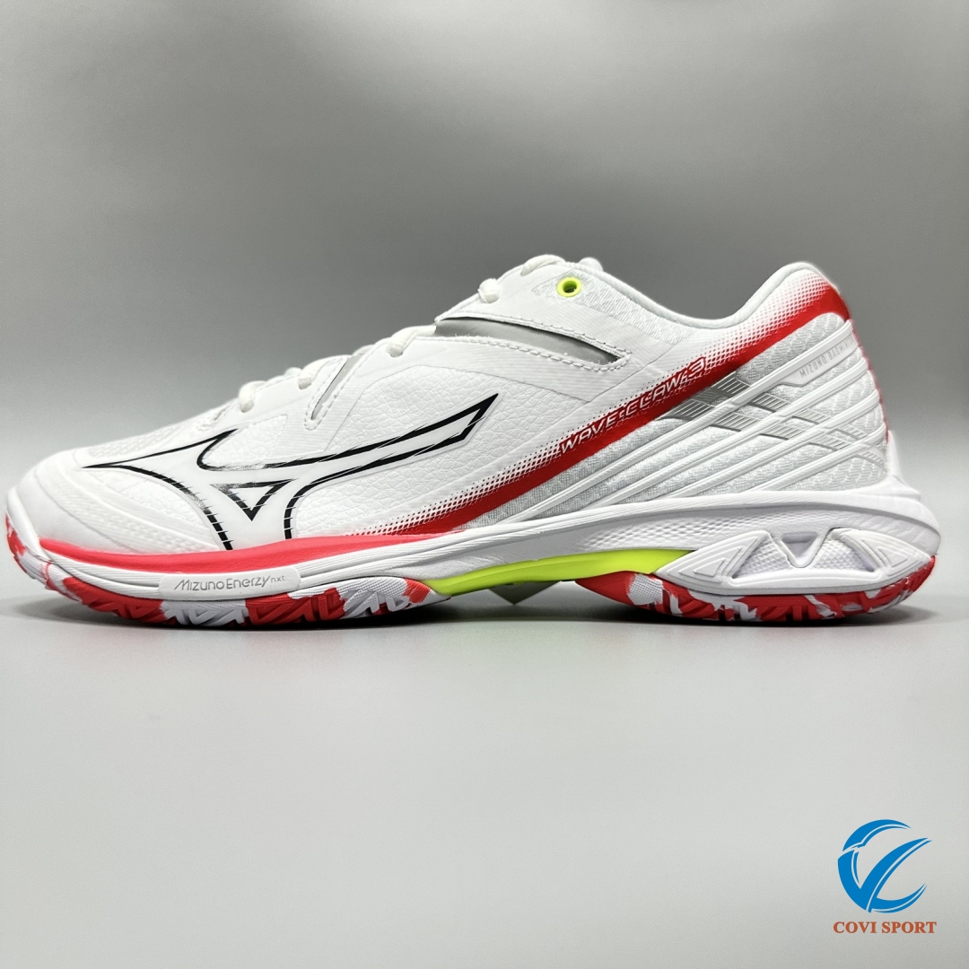 Giày Cầu Lông Mizuno Claw 3 Chính Hãng (Trắng đen đỏ - 71GA244305) New 2024