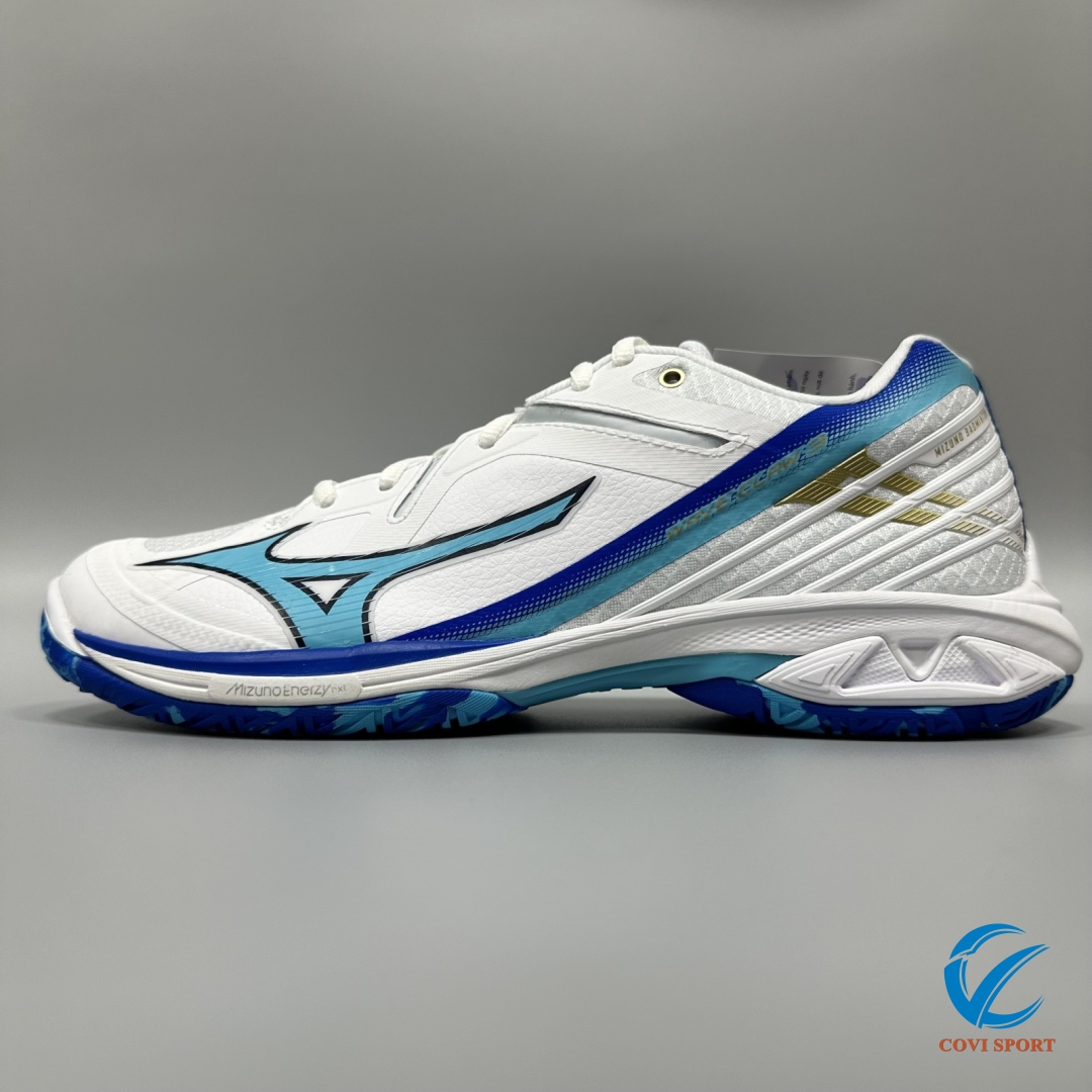 Giày Cầu Lông Mizuno Wave Claw 3 Chính Hãng (Trắng xanh - 71GA244302) New 2024
