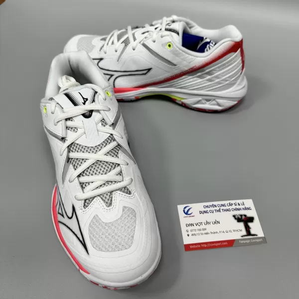 Giày Cầu Lông Mizuno Claw 3 Chính Hãng (Trắng đen đỏ - 71GA244305) New 2024