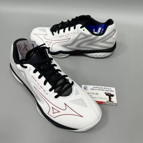 Giày Cầu Lông Mizuno Wave Claw EL 2 Chính Hãng (Trắng đỏ xám - 71GA228051) New 2024