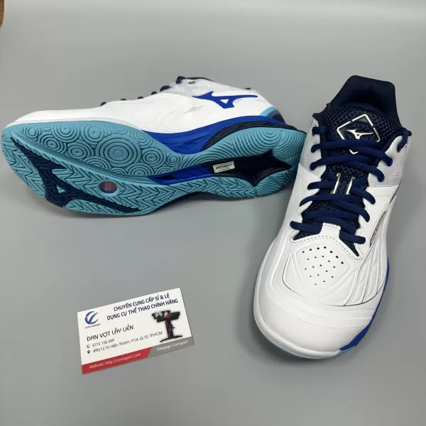 Giày Cầu Lông Mizuno Wave Fang 2 Chính Hãng (Trắng Xanh - 71GA231302) New 2024
