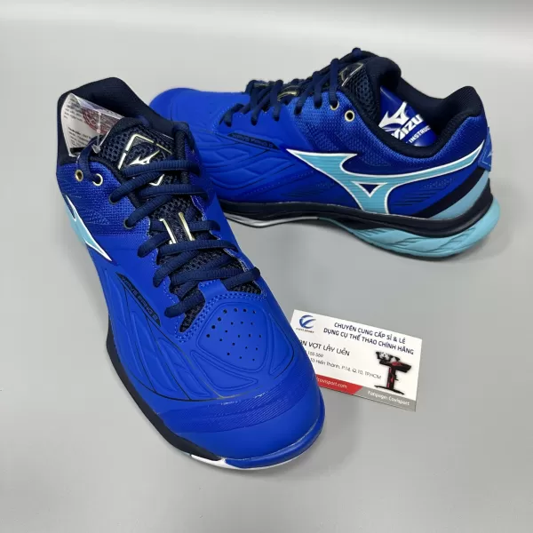Giày Cầu Lông Mizuno Wave Fang 2 Chính Hãng (Xanh Trắng - 71GA231301) New 2024