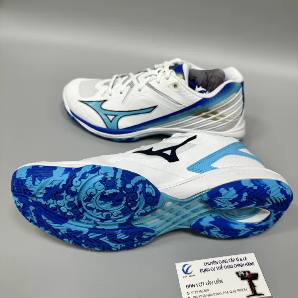 Giày Cầu Lông Mizuno Wave Claw 3 Chính Hãng (Trắng xanh - 71GA244302) New 2024