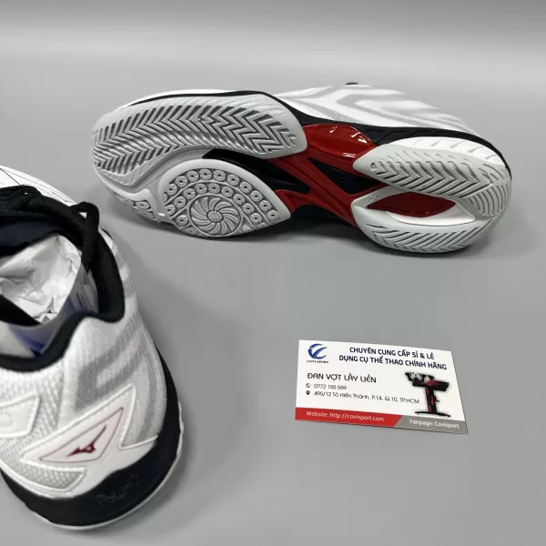 Giày Cầu Lông Mizuno Wave Claw EL 2 Chính Hãng (Trắng đỏ xám - 71GA228051) New 2024