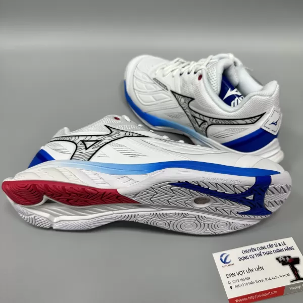 Giày Cầu Lông Mizuno Wave Fang 2 Chính Hãng (Trắng Xanh - 71GA231330) New 2024