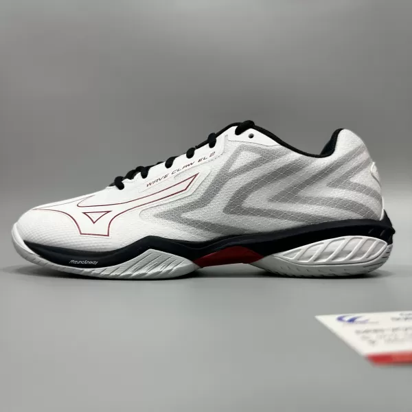 Giày Cầu Lông Mizuno Wave Claw EL 2 Chính Hãng (Trắng đỏ xám - 71GA228051) New 2024