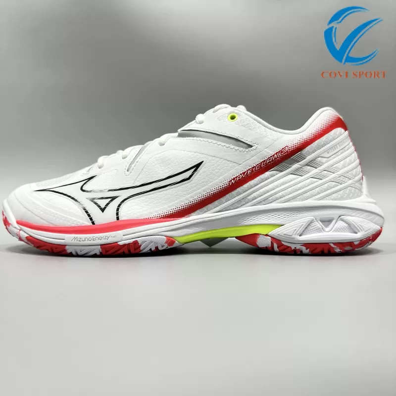 Giày Cầu Lông Mizuno Claw 3 Chính Hãng (Trắng đen đỏ - 71GA244305) New 2024