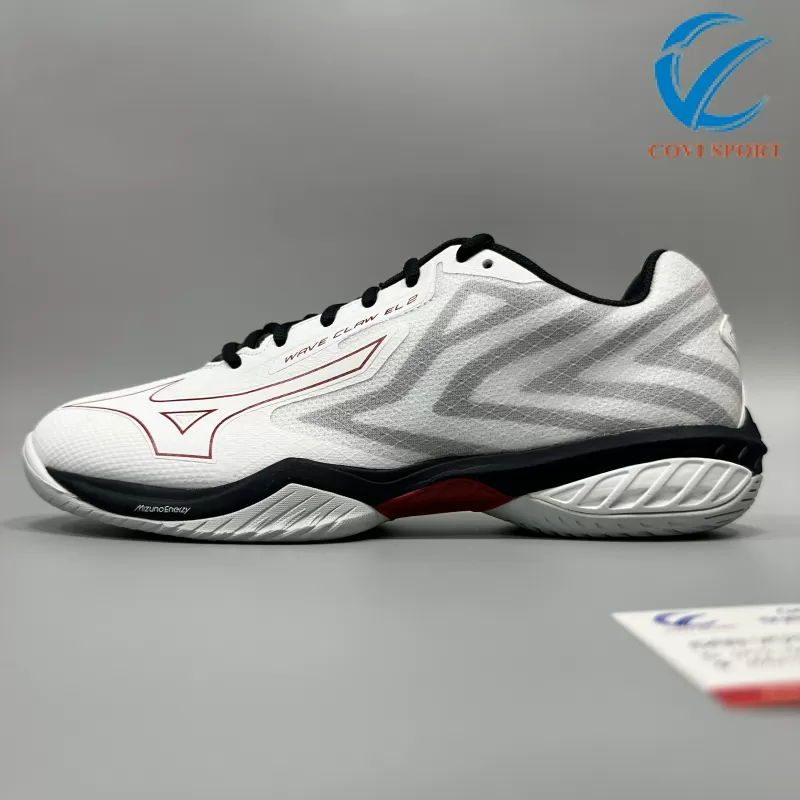 Giày Cầu Lông Mizuno Wave Claw EL 2 Chính Hãng (Trắng đỏ xám - 71GA228051) New 2024