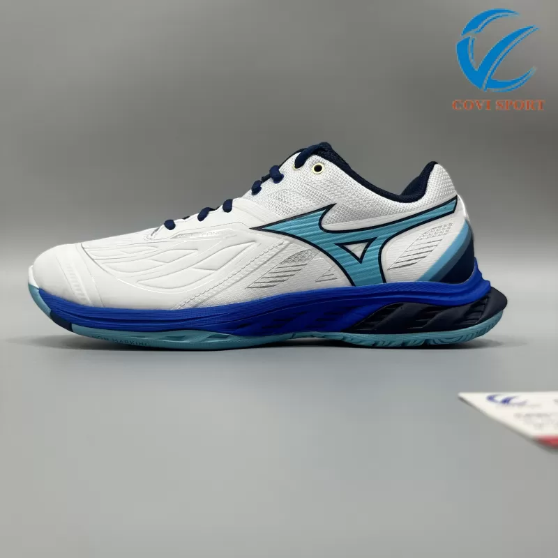 Giày Cầu Lông Mizuno Wave Fang 2 Chính Hãng (Trắng Xanh - 71GA231302) New 2024