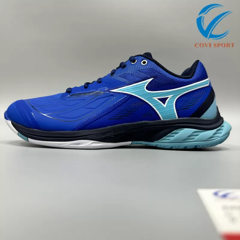 Giày Cầu Lông Mizuno Wave Fang 2 Chính Hãng (Xanh Trắng - 71GA231301) New 2024